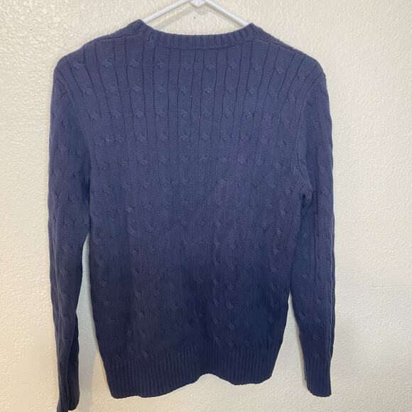 Polo Ralph Lauren Boys Large (14-16) Cable Knit Sweater Cotton Crewneck Blue - Picture 6 of 8